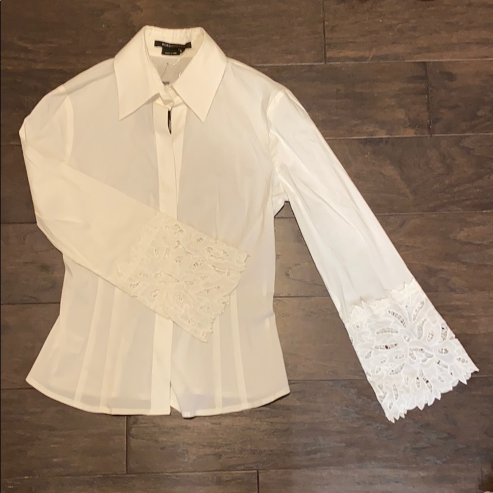 BCBGMaxazria lace cut out top